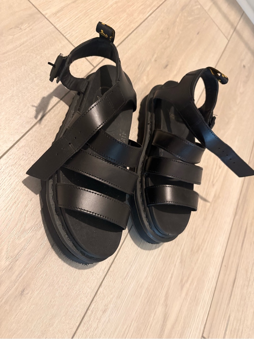Dr. Martens Black Strappy Leather Sandals